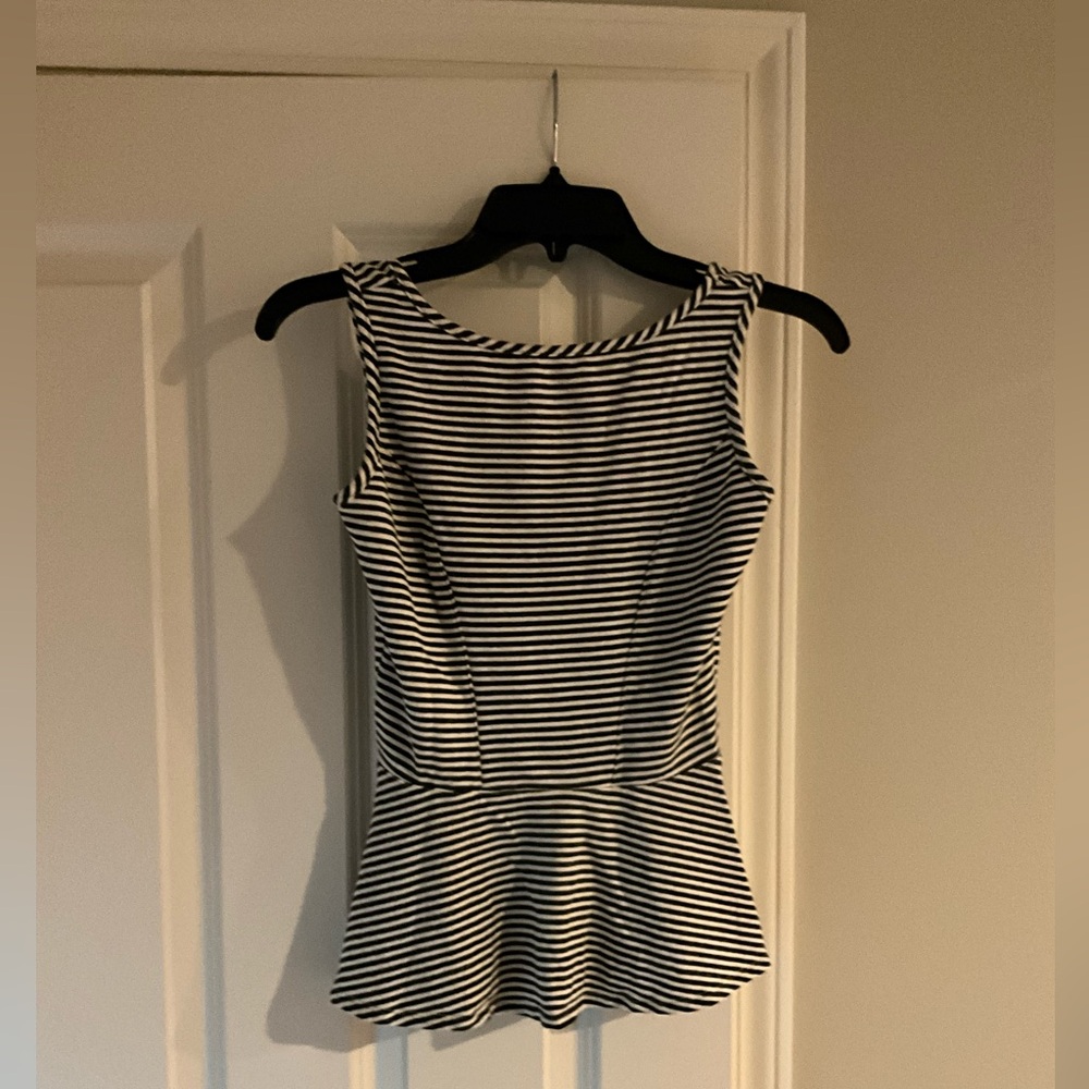 Tart Striped Sleeveless Peplum Top Size XSmall
